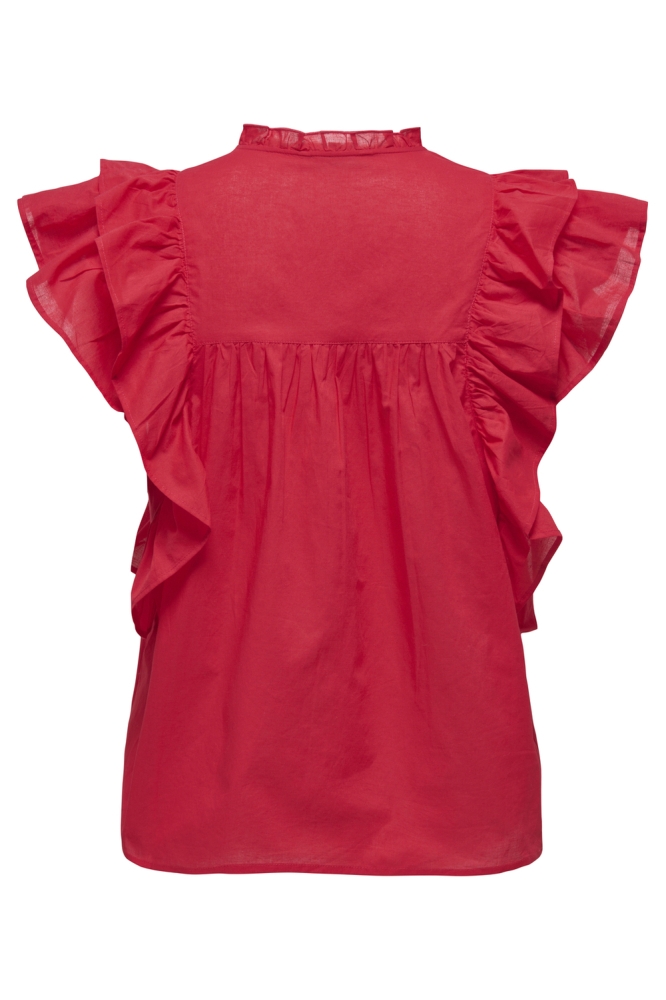 ONLSUNNY LIFE CAPSL FRILL TOP WVN N 15347882 HIGH RISK RED